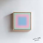 Pastel Wall Art, Mint Green Pink Blue Gradient Print, Minimalist Canvas Print, Square Abstract Wall Art