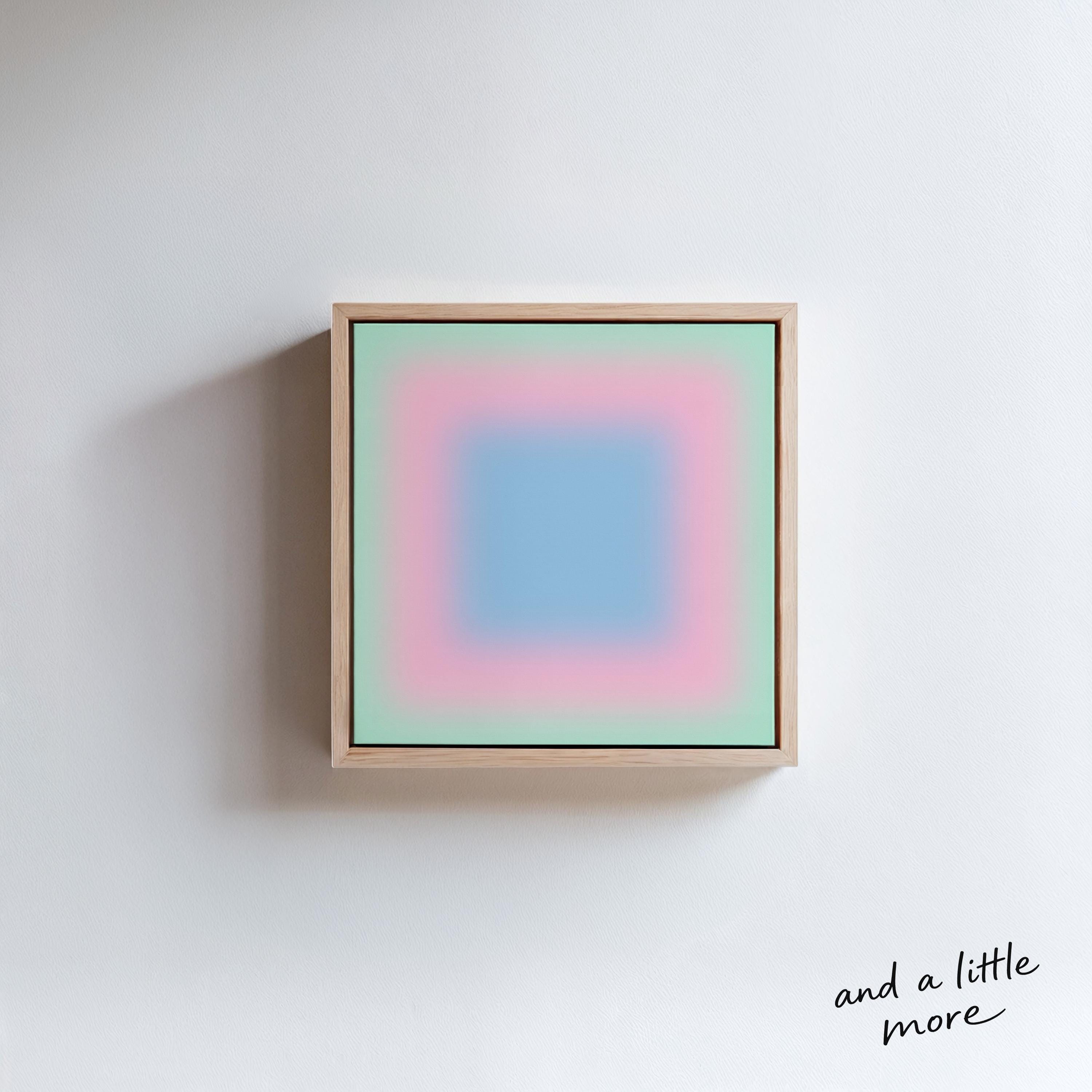 Pastel Wall Art, Mint Green Pink Blue Gradient Print, Minimalist Canvas Print, Square Abstract Wall Art