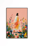 Jesus Walking Through Flowers Print, Christian Wall Art, Faith Inspired Floral Painting, Bible Decor Printable Wall Art