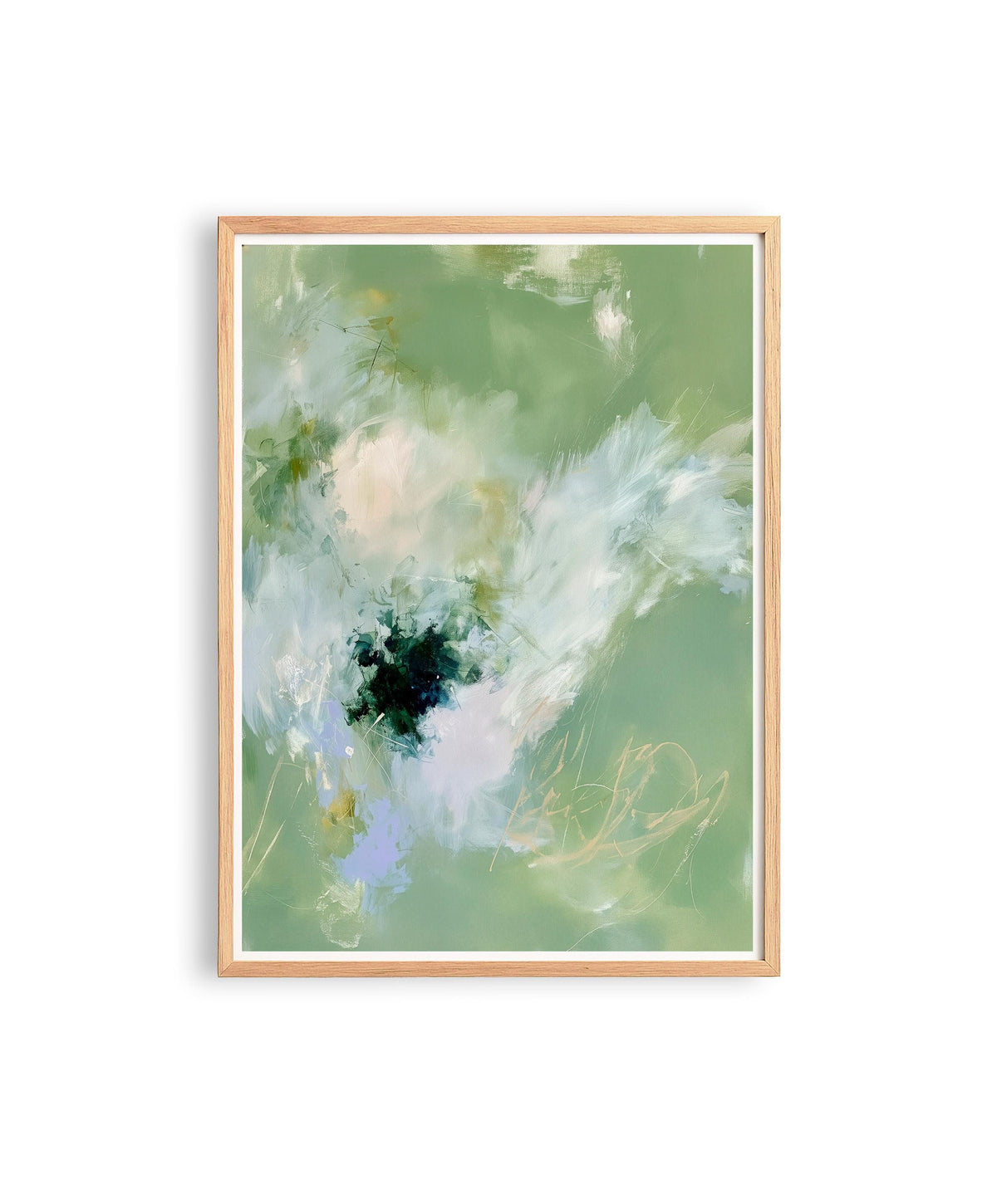 Sage Green Abstract Art Print, Soft Floral Painting, Botanical Wall Decor