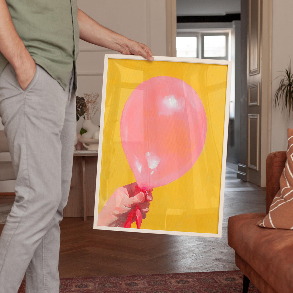 Pink Balloon Pop Art Print, Birthday Celebration Wall Art (Digital Download)