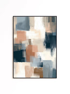 Neutral Abstract Art Print, Modern Brushstroke Wall Art, Beige Blue Color Block Decor