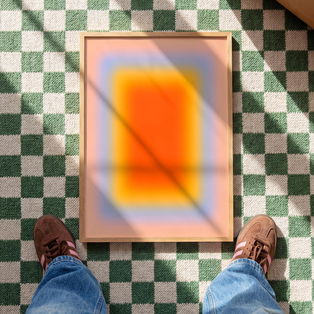Sunset Wall Art Print, Orange Yellow Gradient, Soft Abstract Room Decor