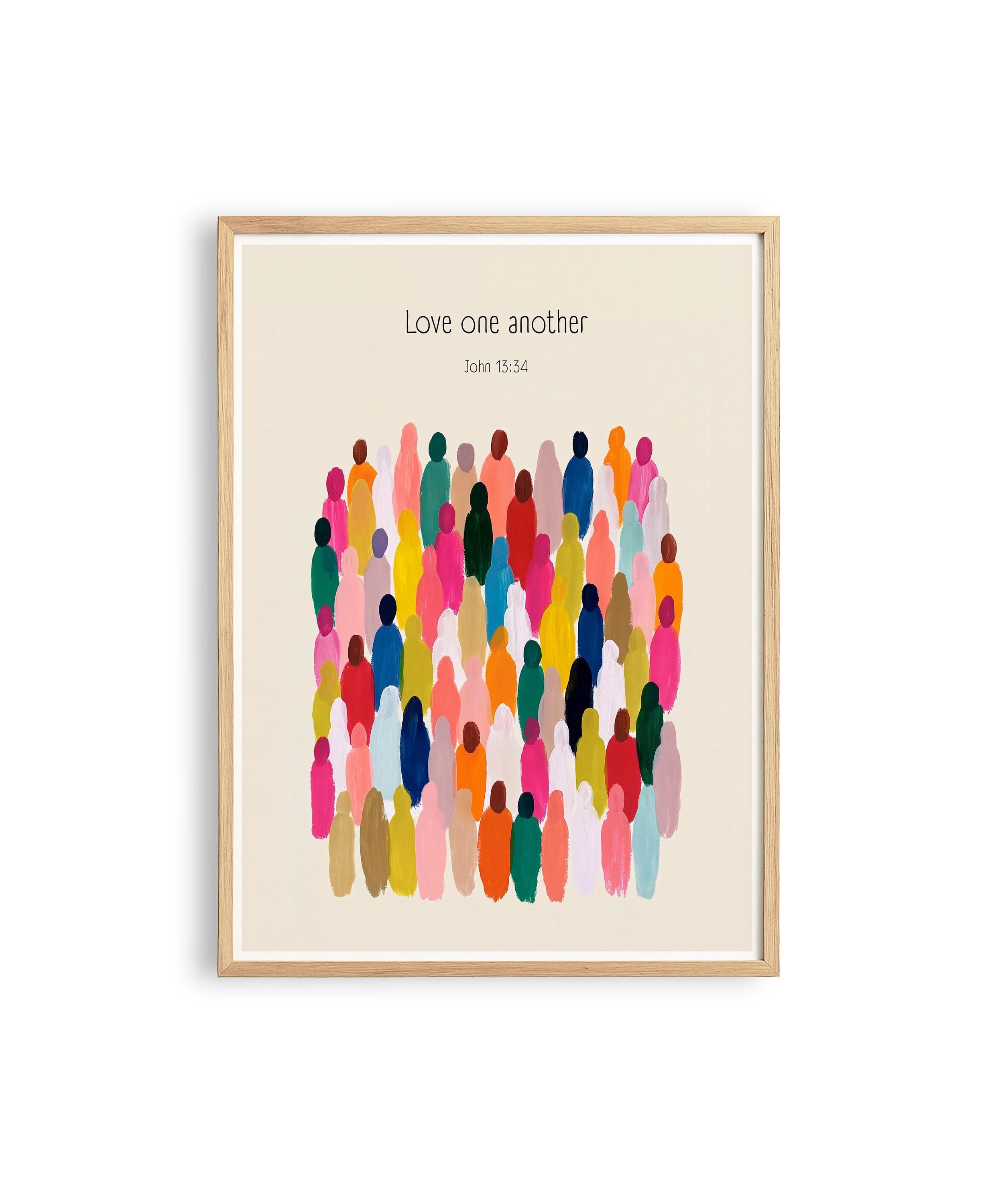 Love One Another Wall Art Print, John 13 34 Christian Bible Verse Poster