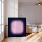 Navy Pink Wall Art Print, Soft Glow Abstract, Square Modern Wall Decor, Gradient Art