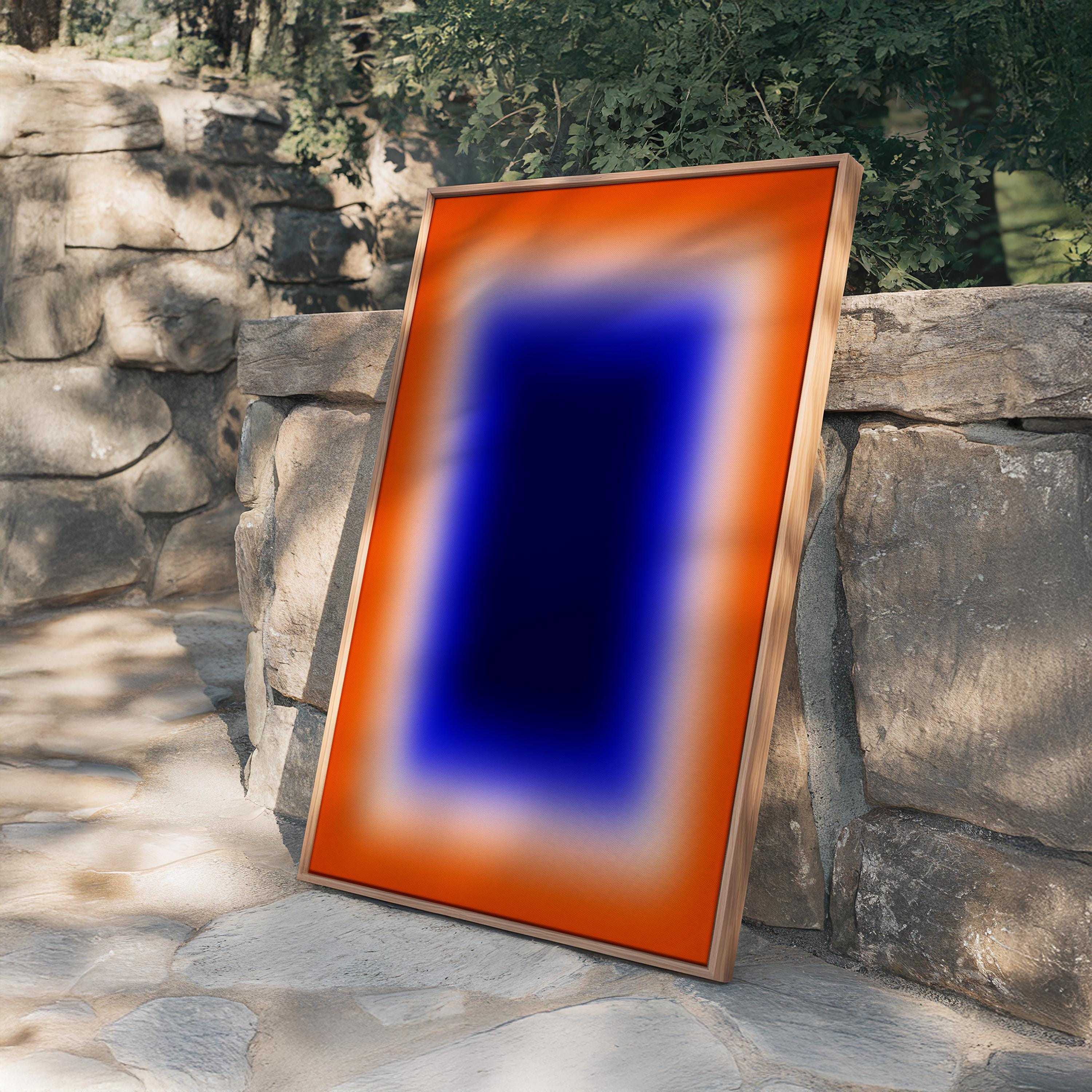 Orange Blue Wall Art Print, Bold Gradient Abstract, Modern Color Field Decor
