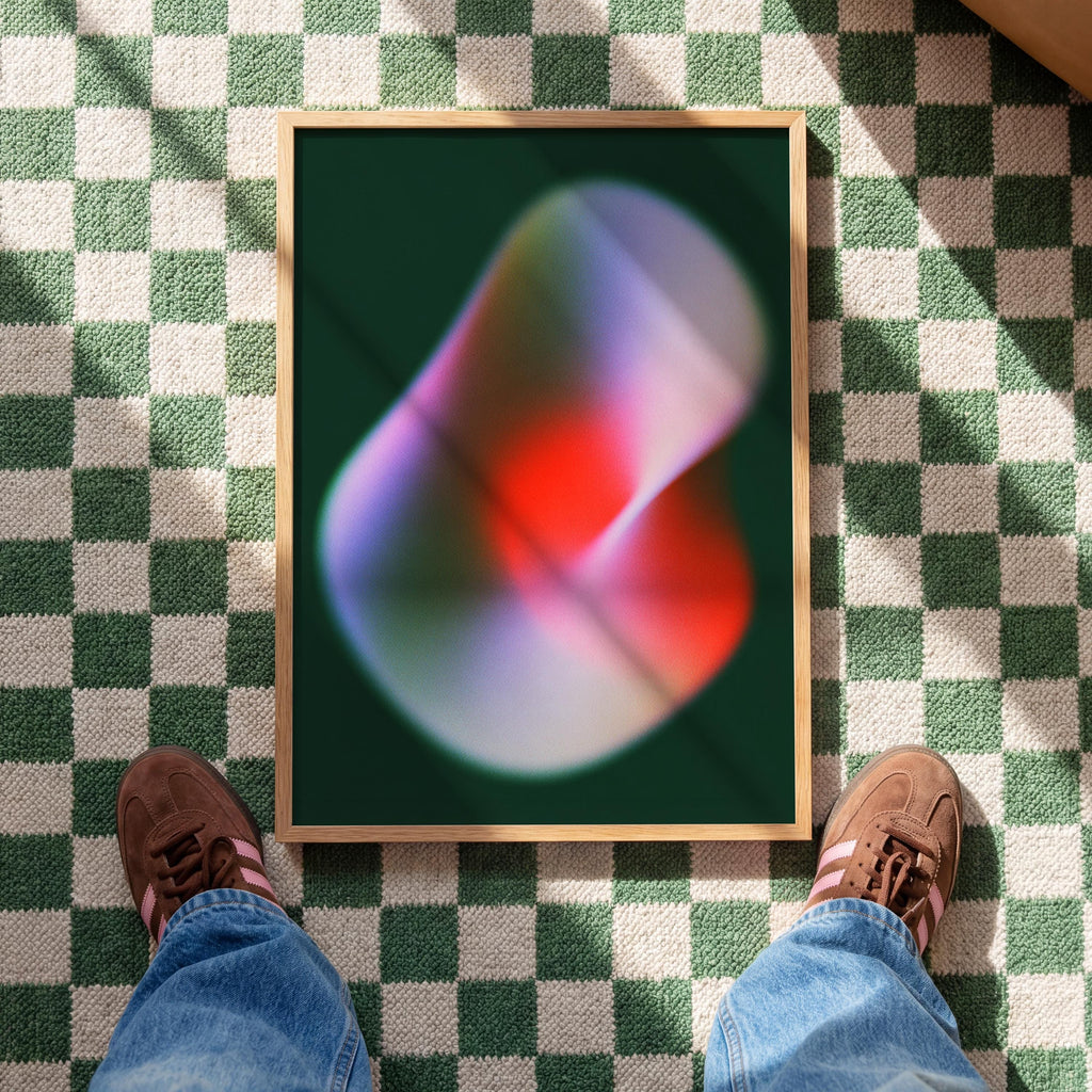 Abstract Blob Art Print, Modern Gradient Poster, Red Green Contemporary Wall Decor