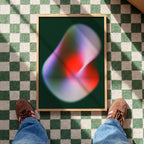 Abstract Blob Art Print, Modern Gradient Poster, Red Green Contemporary Wall Decor