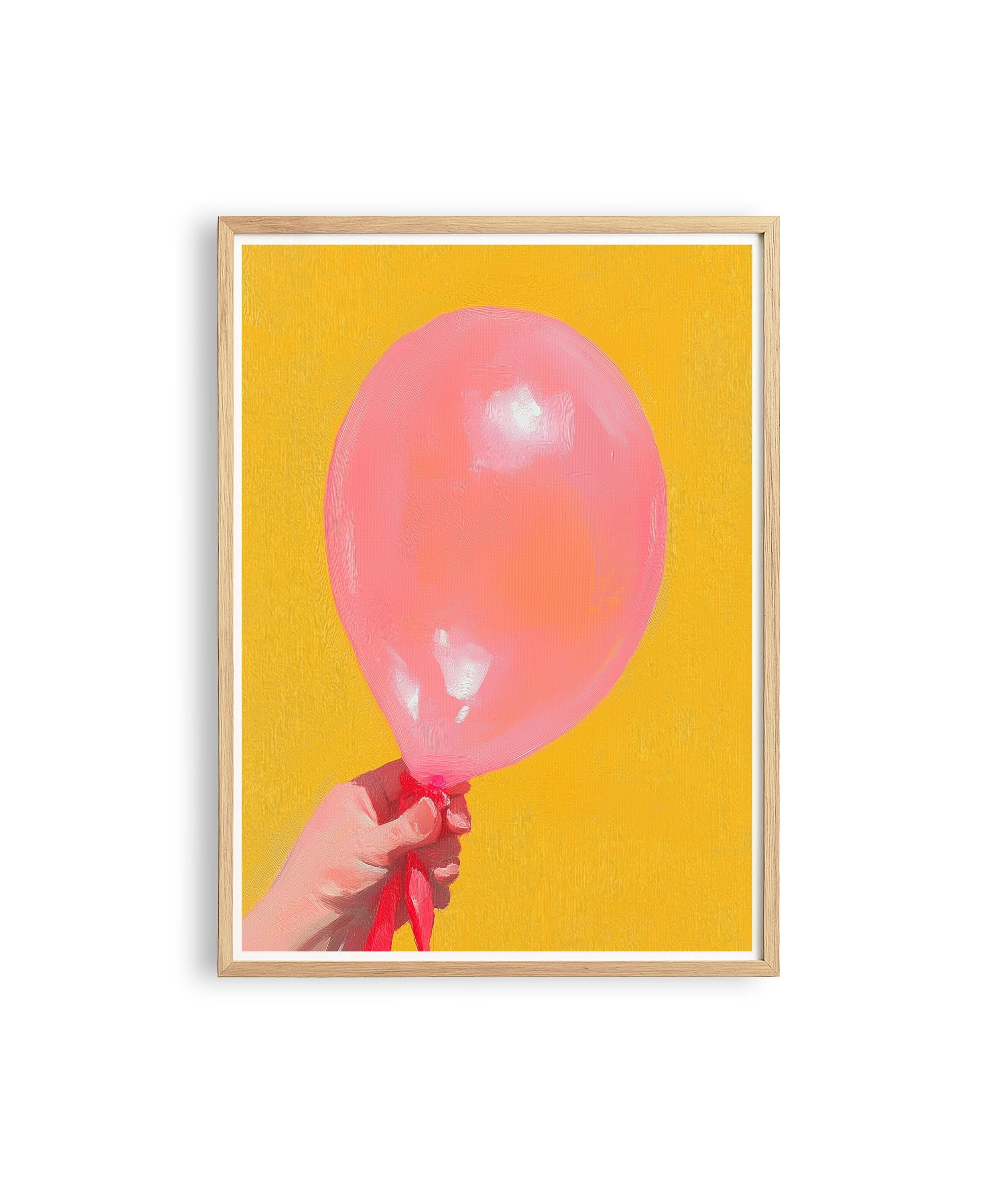 Pink Balloon Pop Art Print, Birthday Celebration Wall Art (Digital Download)