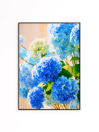 Blue Hydrangea Wall Art, Elegant Blue Floral Print for Living Room Decor
