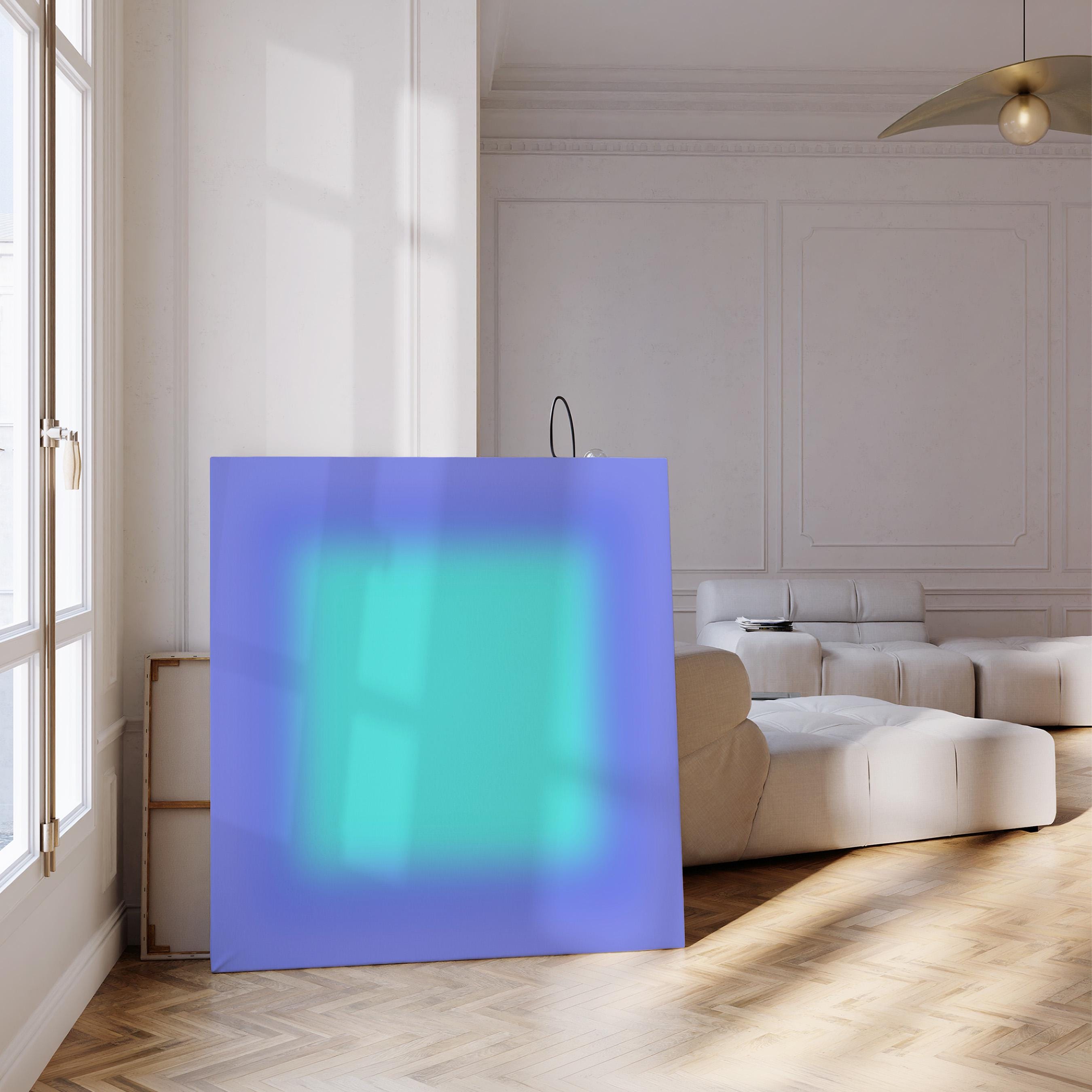 Aqua Gradient Art Print, Turquoise Blue Abstract, Modern Square Wall Decor