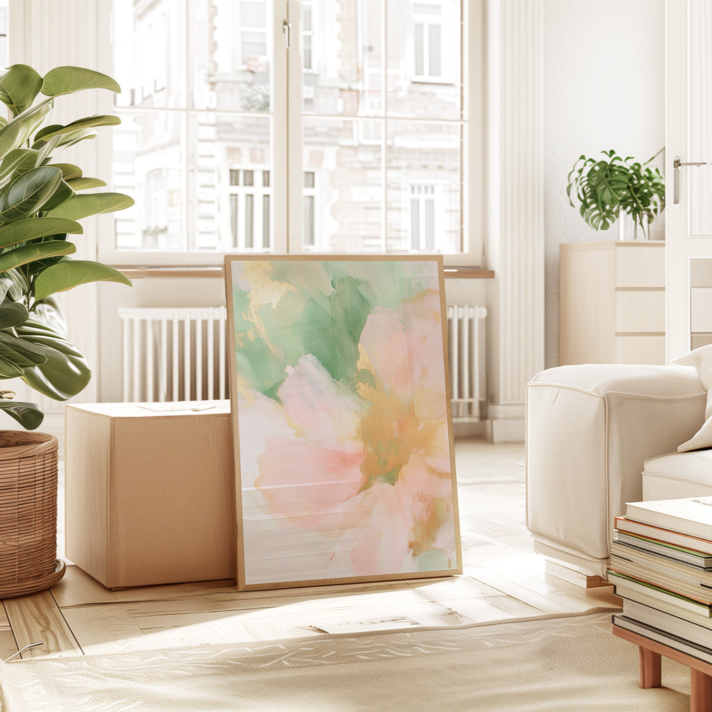 Rose Golden Petal – Abstract Floral Art Print