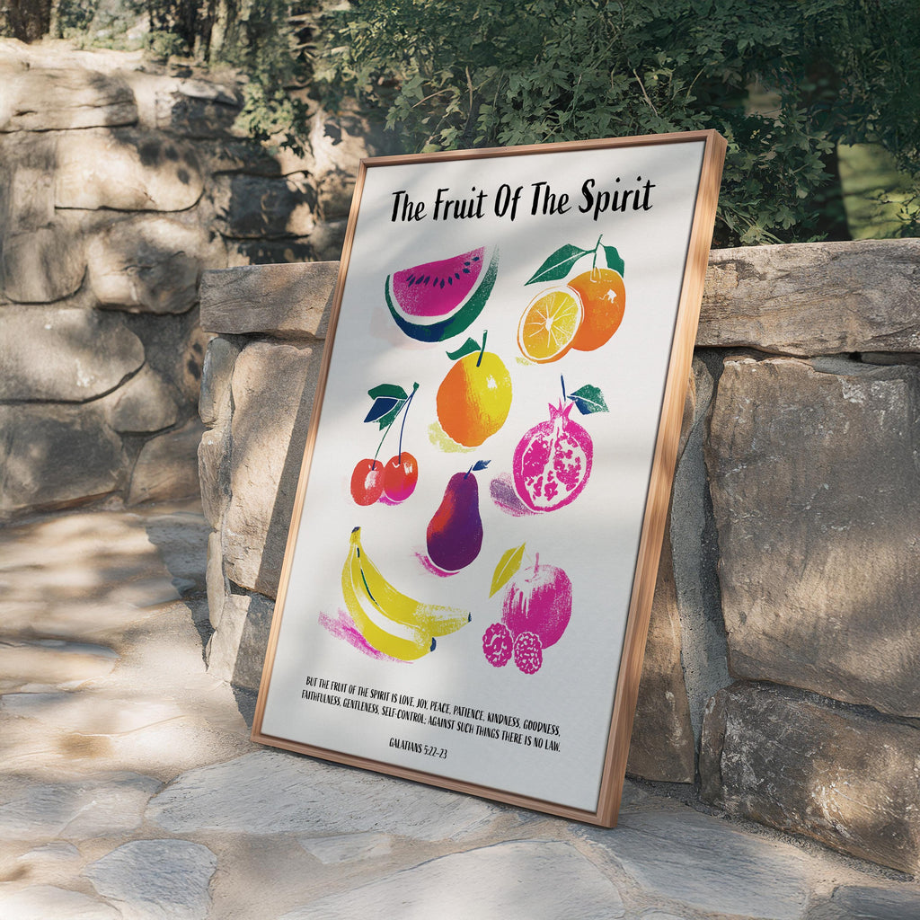 Fruit of the Spirit Wall Art Print, Galatians 5:22-23 Poster, Christian Fruit Decor