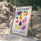 Fruit of the Spirit Wall Art Print, Galatians 5:22-23 Poster, Christian Fruit Decor