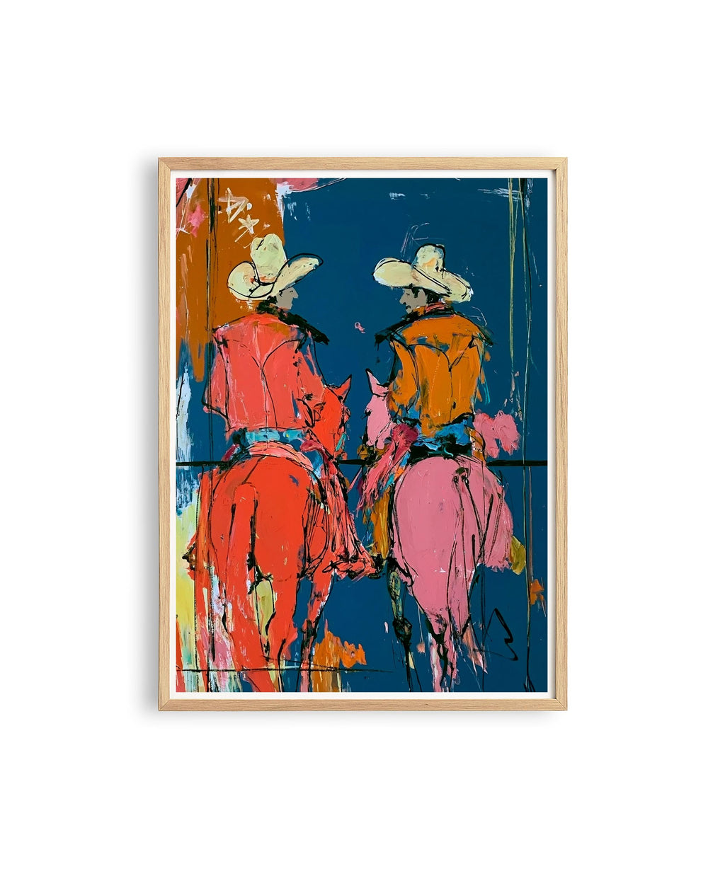 Cowboy Rider Art Print, Western Horse Wall Decor, Modern Rodeo Poster