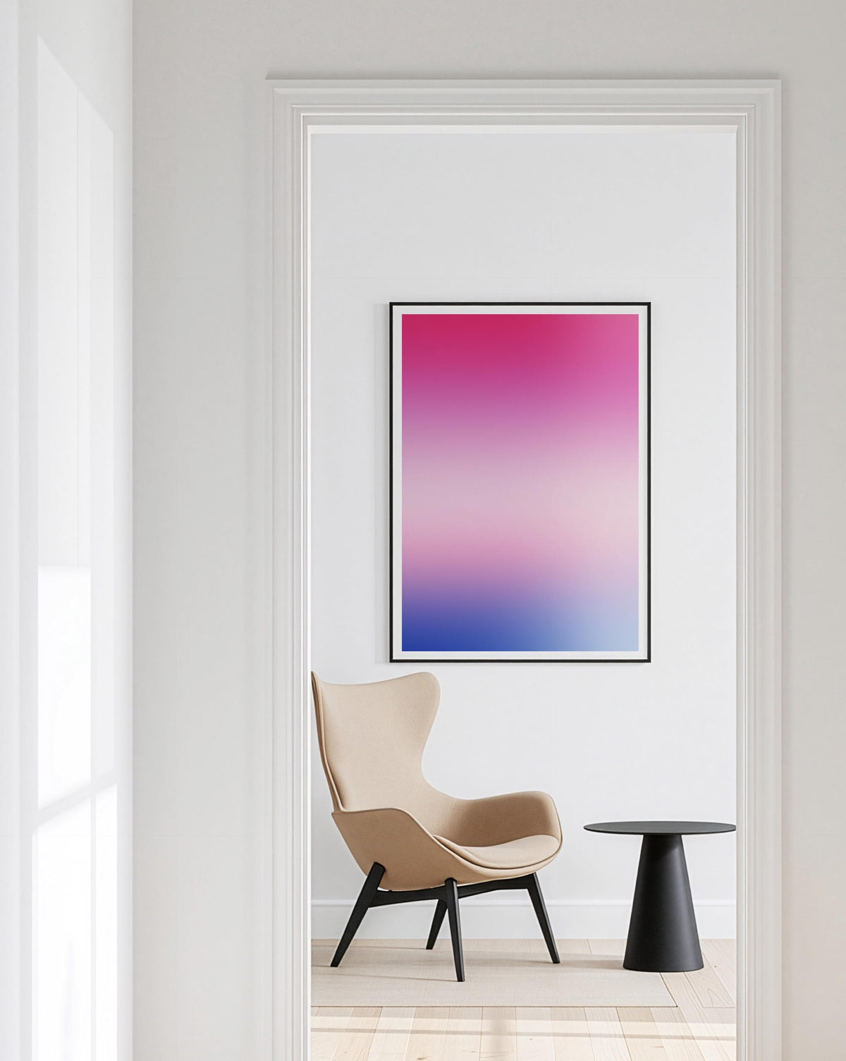 Pink Blue Gradient Wall Art, Minimalist Abstract Print, Modern Bedroom Decor
