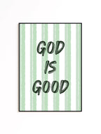 God Is Good Print, Christian Wall Art, Sage Green Faith Poster
