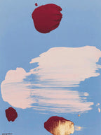 Blue Abstract Wall Art, Red Brush Stroke Painting, Modern Contemporary Poster Decor