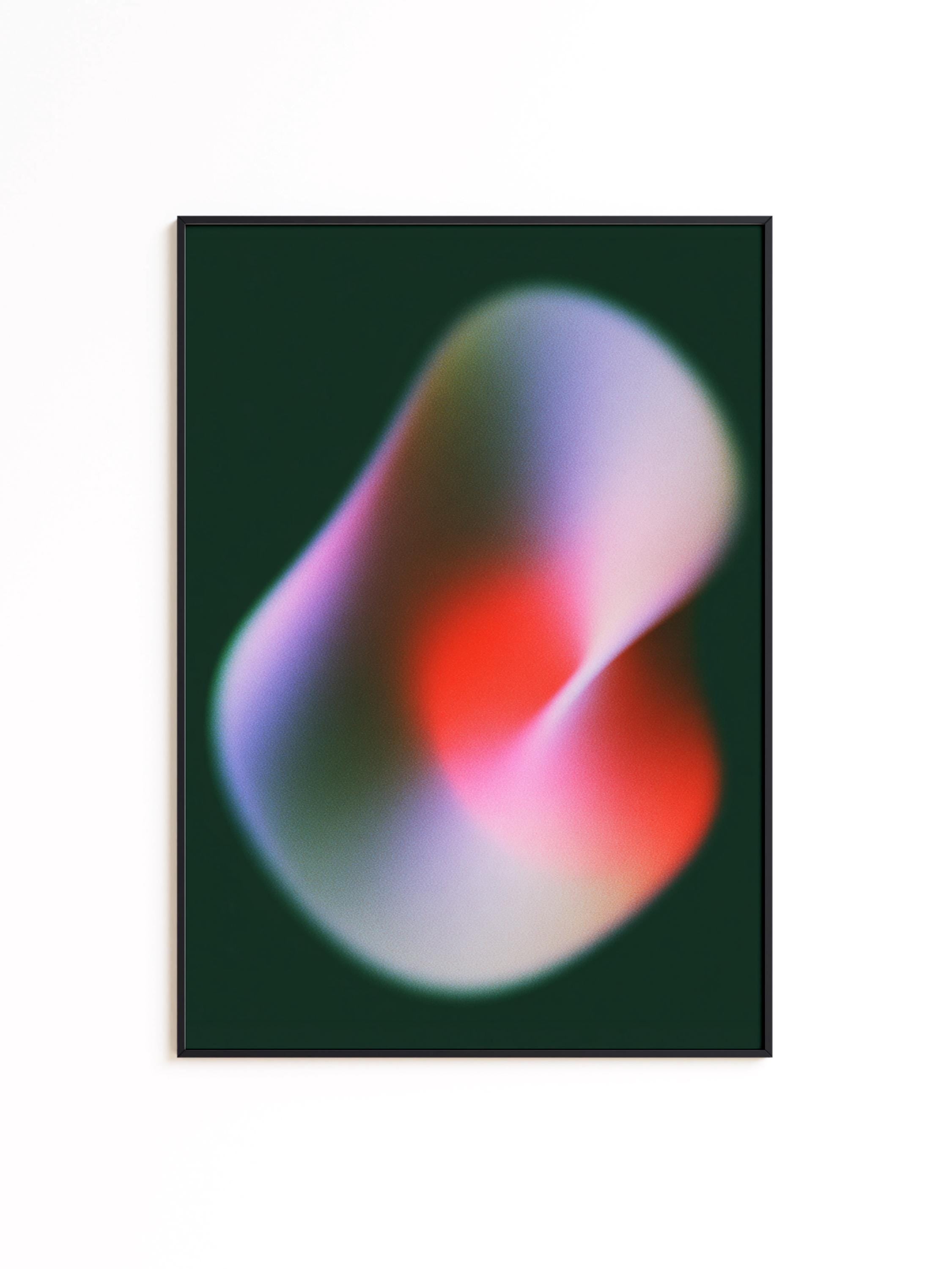 Abstract Blob Art Print, Modern Gradient Poster, Red Green Contemporary Wall Decor