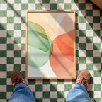 Sage Green Peach Abstract Wall Art, Soft Pastel Shape Print, Minimal Modern Decor