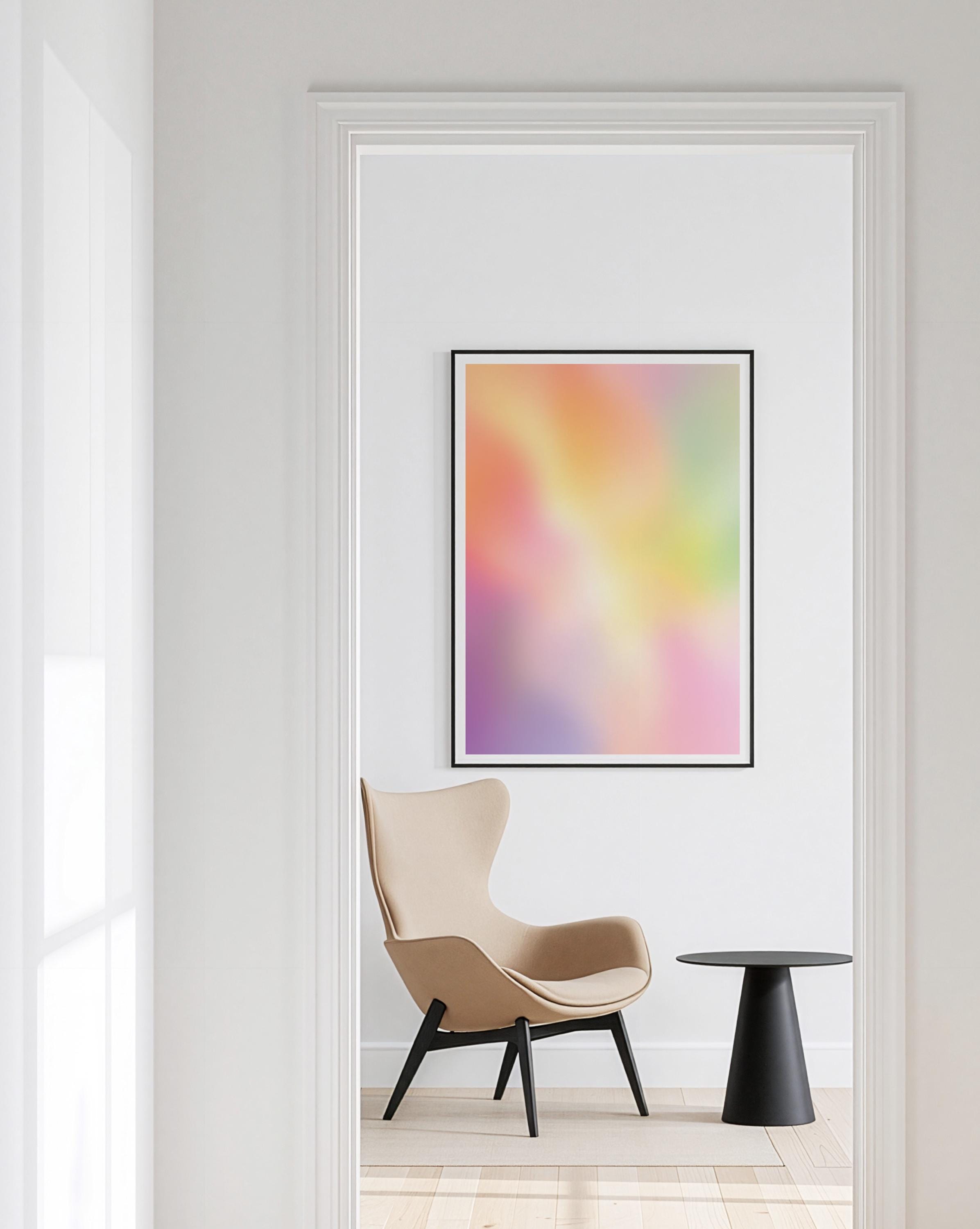 Pastel Gradient Art Print, Dreamy Rainbow Abstract Poster, Soft Color Wall Decor
