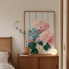 Hydrangea Wall Art Digital Download, Blue and Pink Floral Printable Home Decor