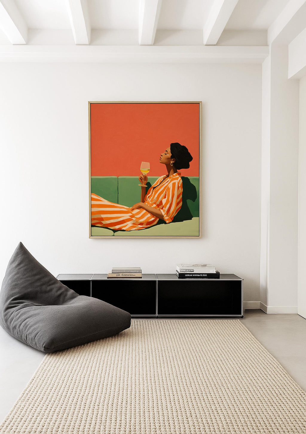 Black Woman Art Print, Afrocentric Wall Art, Orange Wine Poster