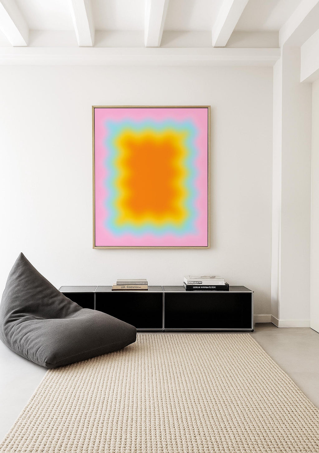 Pastel Abstract Art Print, Candy Color Gradient, Pink Wavy Wall Decor, Kids Nursery Canvas Wall Art