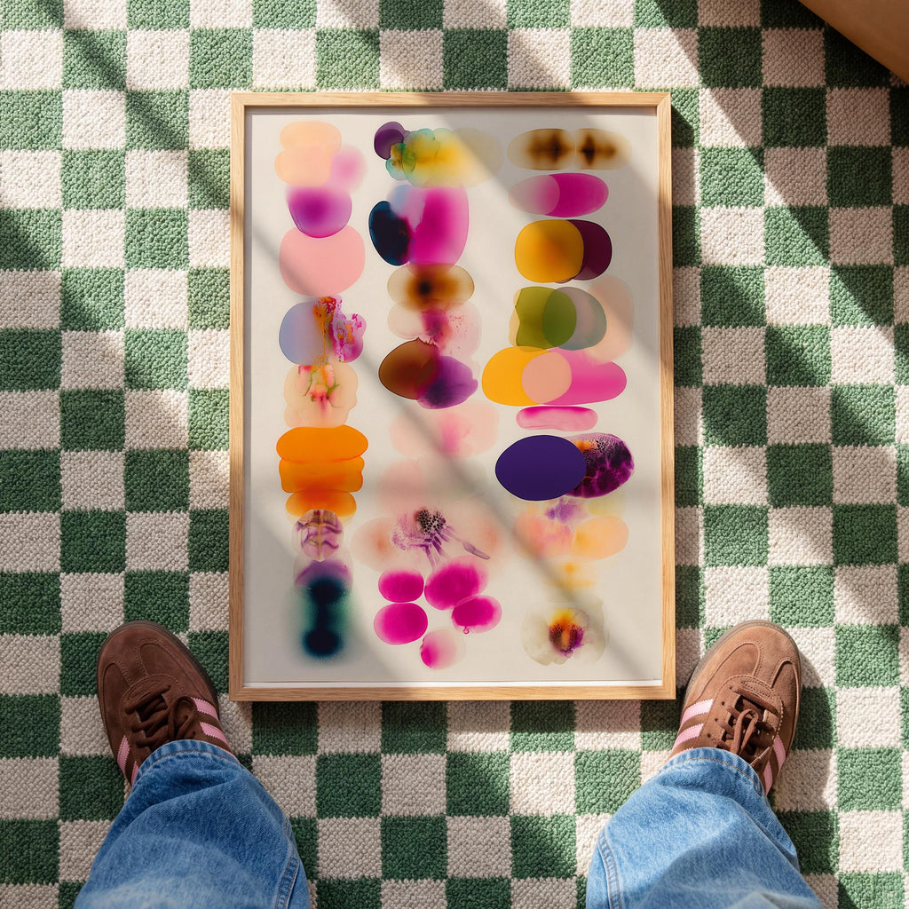 Colorful Abstract Shapes Print, Modern Organic Composition Wall Art
