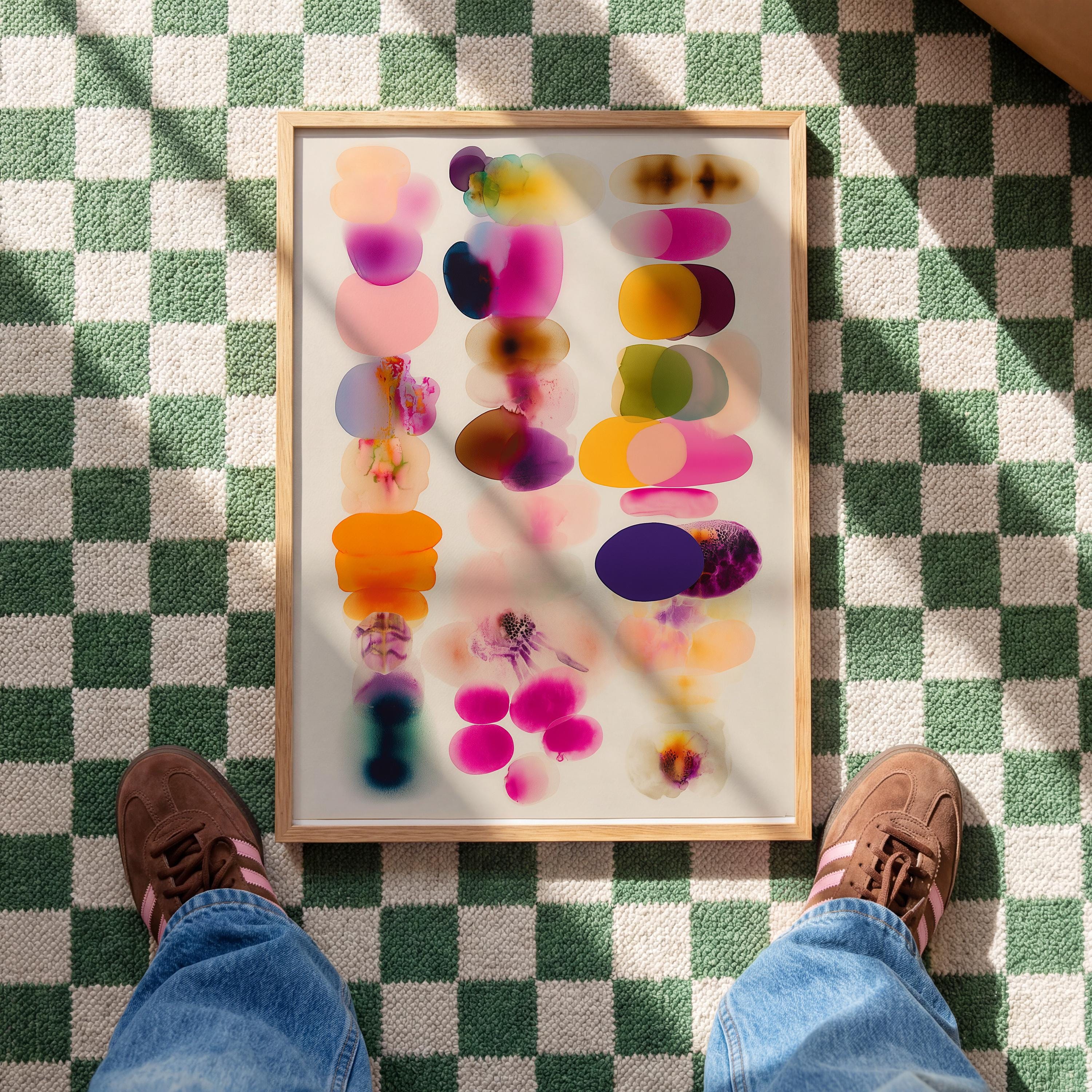 Colorful Abstract Shapes Print, Modern Organic Composition Wall Art