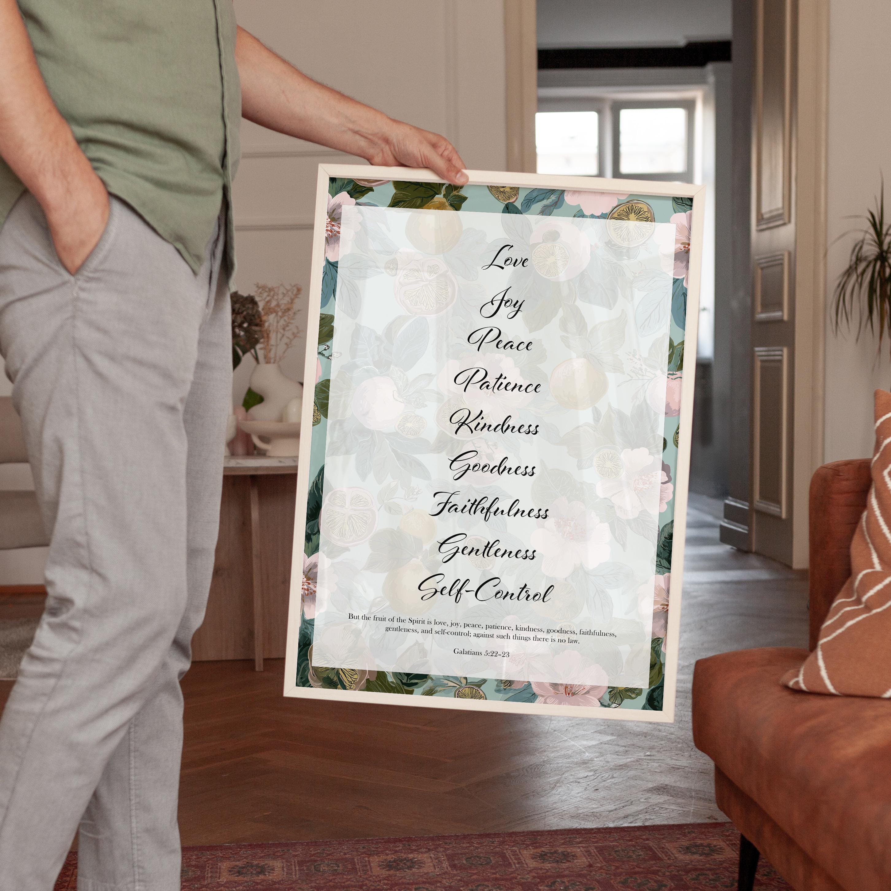 Fruit of the Spirit Wall Art Print, Floral Christian Decor, Galatians Poster