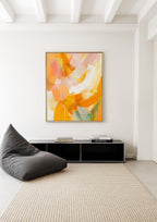 Yellow Orange Abstract Wall Art, Warm Brushstroke Print, Modern Painterly Decor
