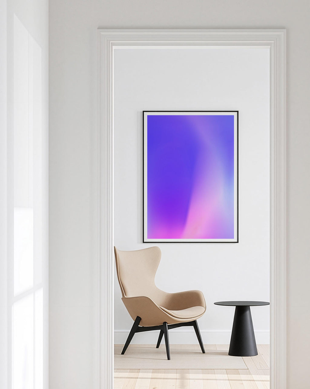 Neon Purple Gradient Printable Wall Art, Abstract Modern Poster, Pink Lavender Minimal Decor