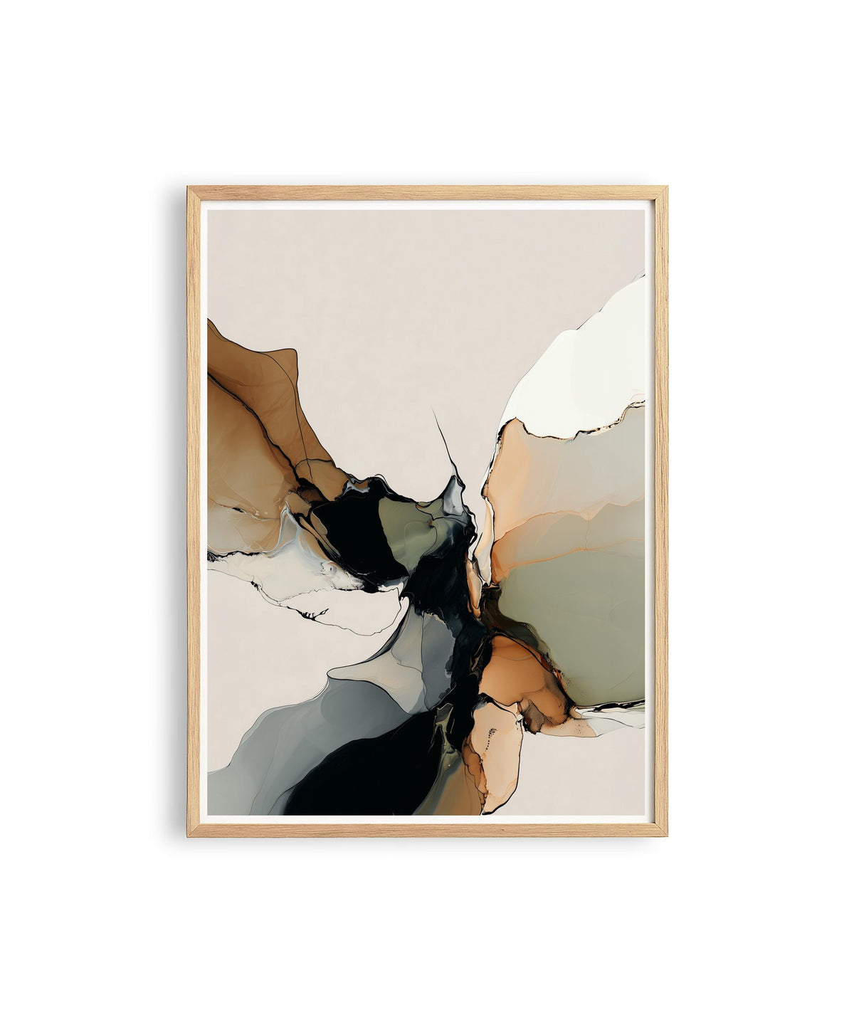 Neutral Abstract Art Print, Earth Tone Alcohol Ink Poster, Modern Decor