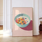 Cereal Wall Art Print, Colorful Breakfast Poster, Pastel Kitchen Decor