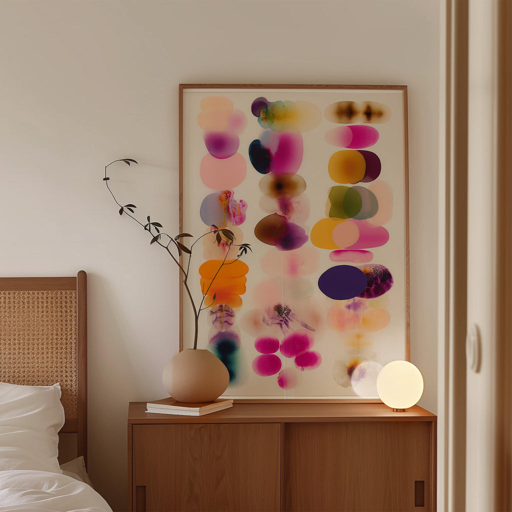Colorful Abstract Shapes Print, Modern Organic Composition Wall Art