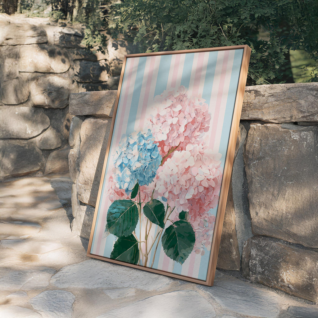 Hydrangea Wall Art Digital Download, Blue and Pink Floral Printable Home Decor
