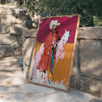Western Wall Art, Red Cowgirl Print, White Horse Wall Art, Pink Western Decor