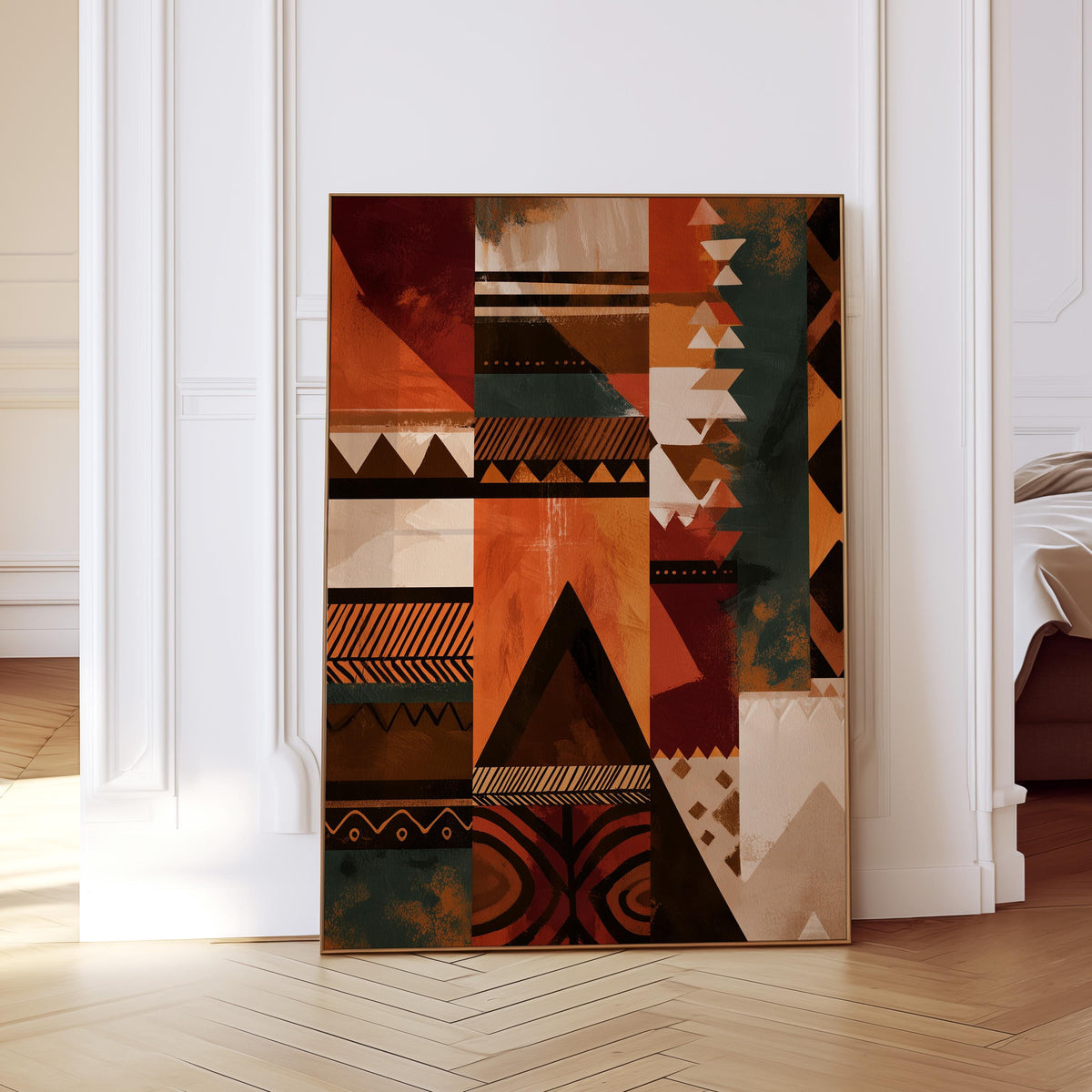Afrocentric Wall Art Print, African Pattern Poster, Tribal Geometric Decor