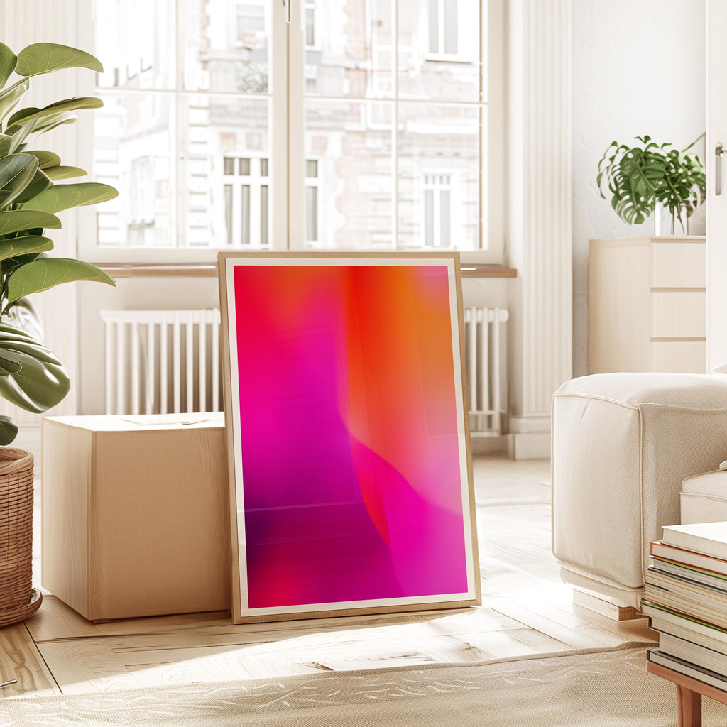 Neon Purple Gradient Wall Art Printable, Vaporwave Aesthetic Poster, Bold Abstract Modern Decor, Glow Effect