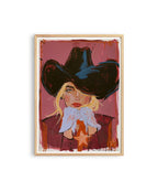 Black Hat Cowgirl Art Print, Pink Western Portrait, Cowgirl Wall Decor, Western home decor