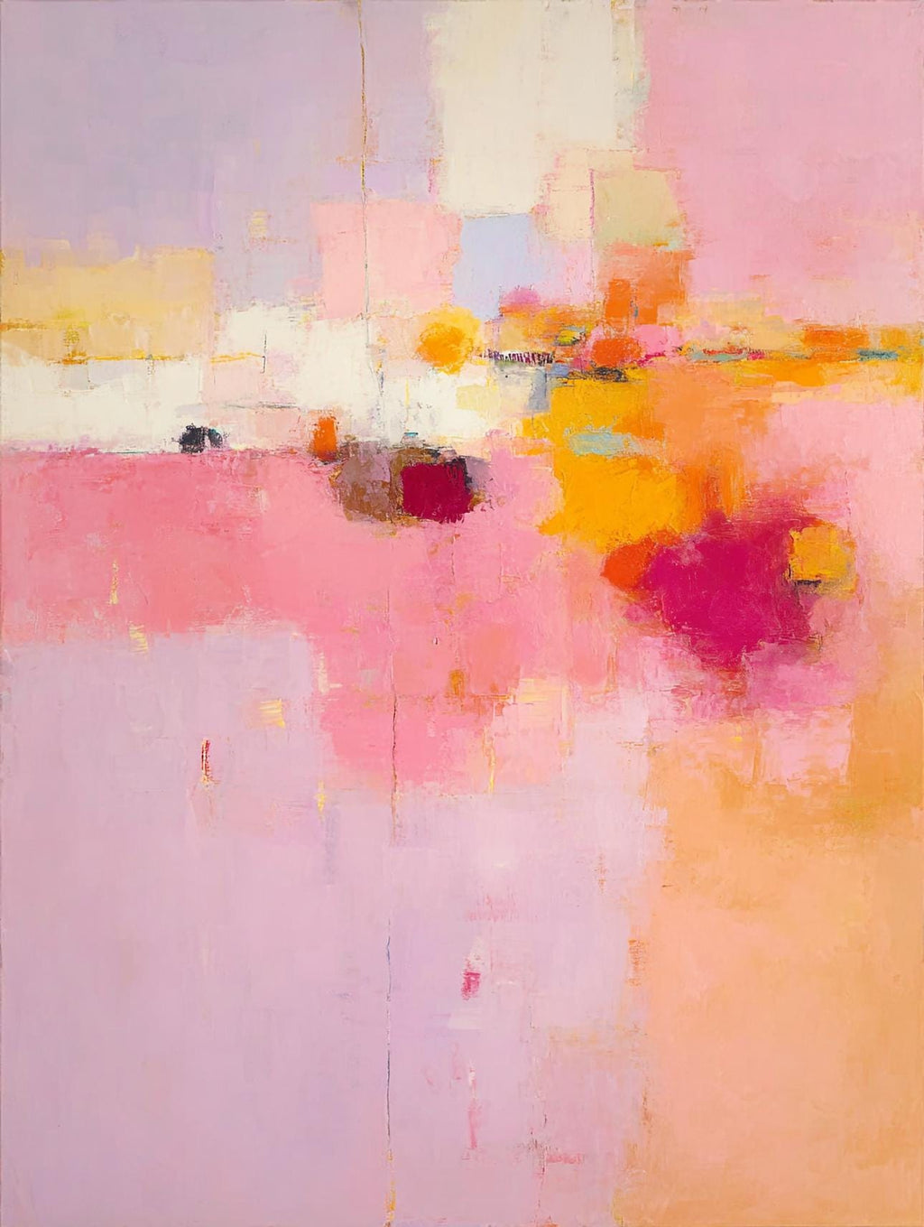 Pink Peach Abstract Landscape Art Print, Modern Pastel Wall Decor Print