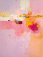 Pink Peach Abstract Landscape Art Print, Modern Pastel Wall Decor Print
