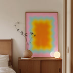 Pastel Abstract Art Print, Candy Color Gradient, Pink Wavy Wall Decor, Kids Nursery Canvas Wall Art