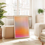 Orange Gradient Art Print, Peach Pink Abstract Poster, Modern Wall Decor