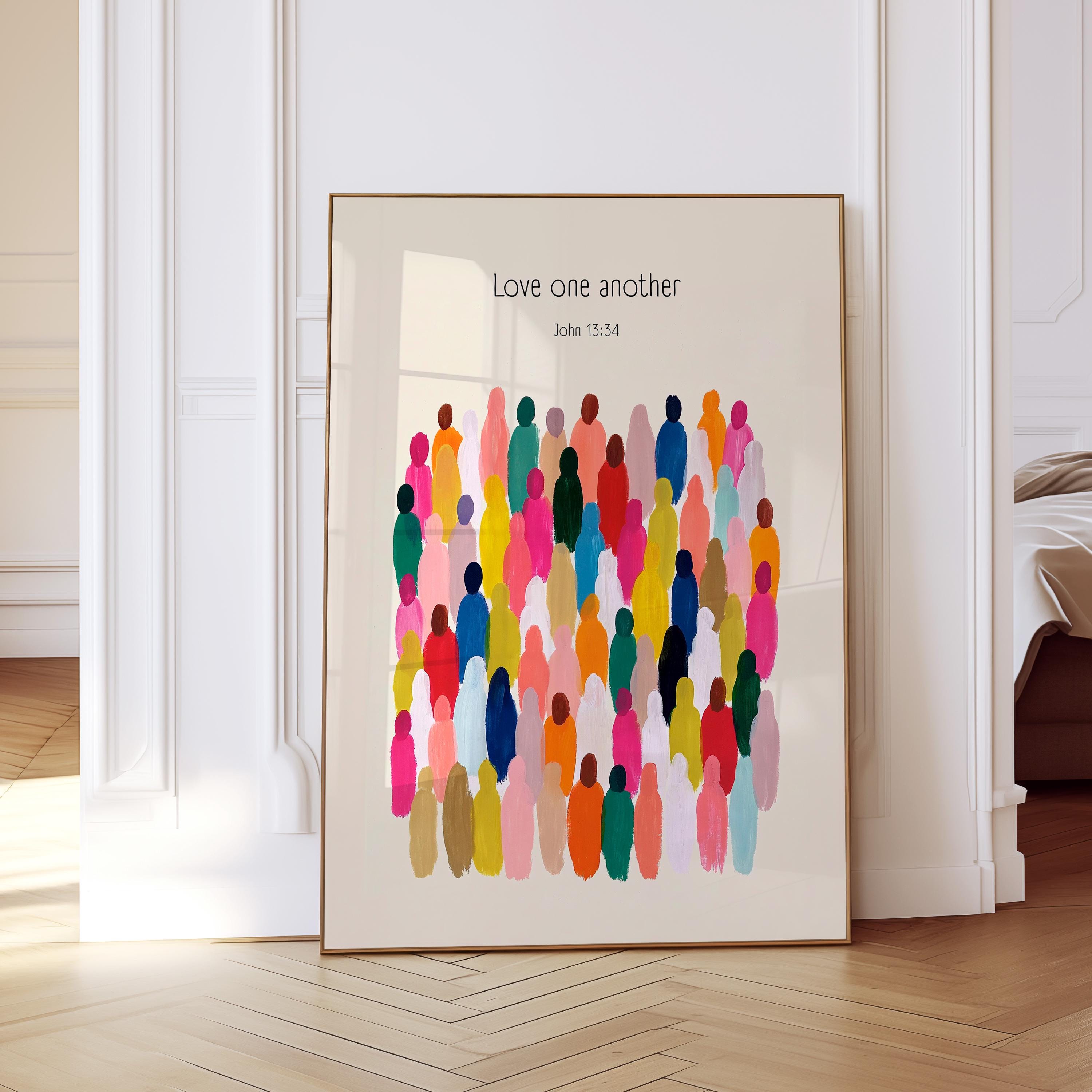 Love One Another Wall Art Print, John 13 34 Christian Bible Verse Poster