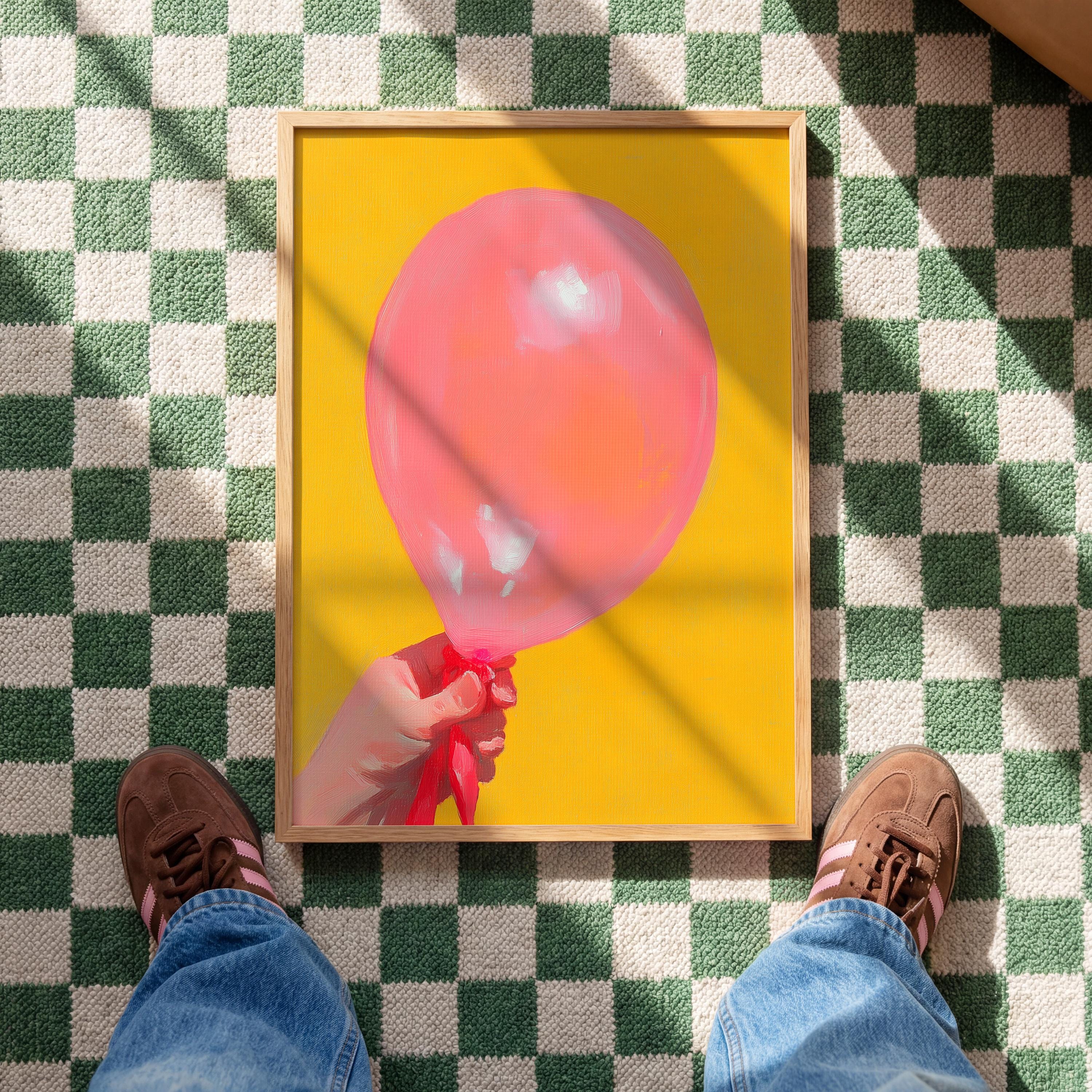 Pink Balloon Pop Art Print, Birthday Celebration Wall Art (Digital Download)