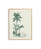 Palm Tree Wall Art Print, Minimal Botanical Line Art, Green Tropical Decor
