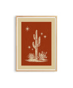 Cactus Wall Art Print, Terracotta Desert Poster, Southwestern Celestial Decor