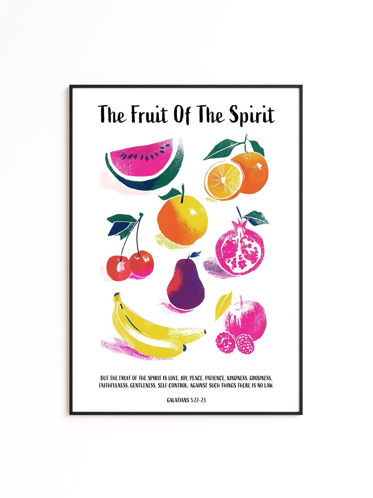 Fruit of the Spirit Wall Art Print, Galatians 5:22-23 Poster, Christian Fruit Decor